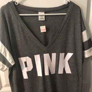 VS Pink Short Sleeve V Neck Tee